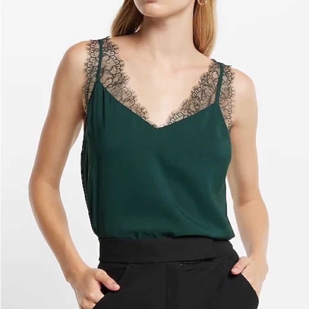 Satin cami with lace detail- NWT